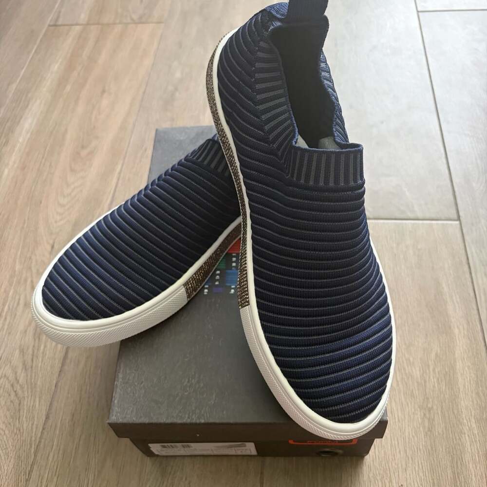 Bernie Mev Sparky Size 41 Navy Crystal Slip On Sneakers